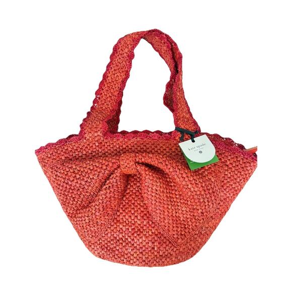 Kate Spade New York Raffia Bow Tote Red Bag Red NWT - Picture 1 of 5